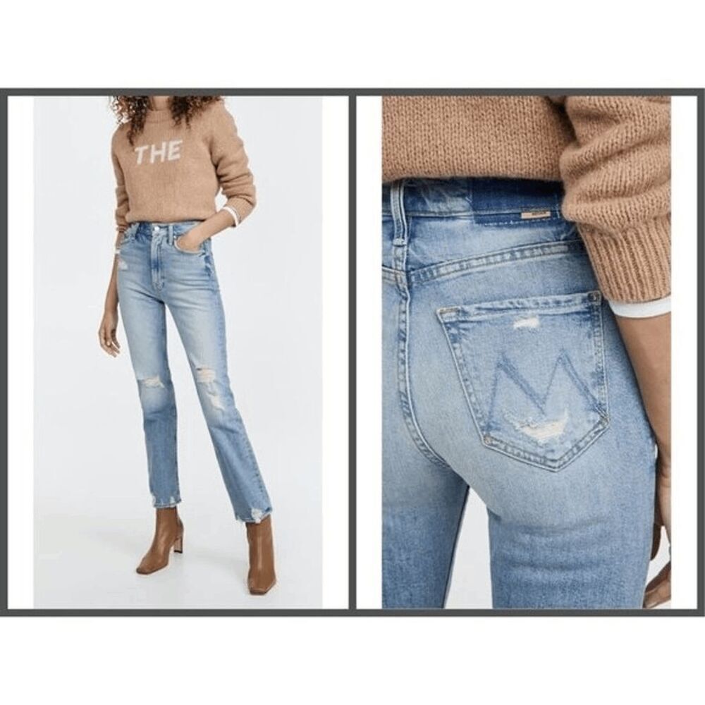 MOTHER Light Blue Ankle & Cropped Jeans